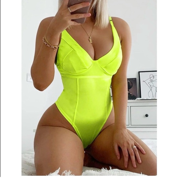 Tops - Neon Yellow bodysuit- medium